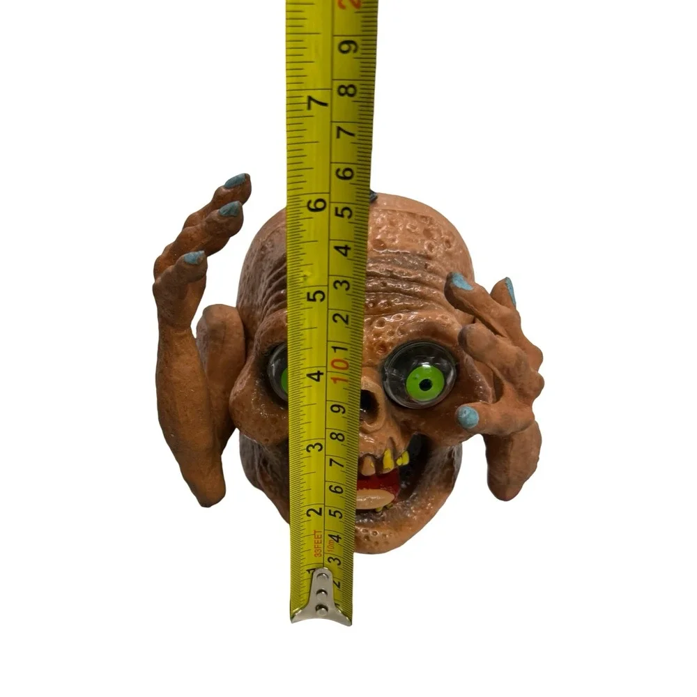 Vintage 1994 Spearhead Ind Halloween Animated Skull Green Eyes Prop Decor reto